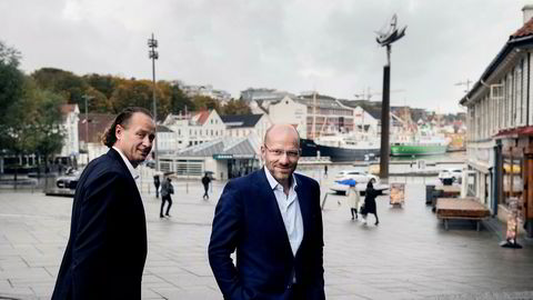 Storebrand kjøpte i forrige måned Skagen. Fra venstre: Jan Erik Saugestad, administrerende direktør i Storebrand Asset Management og administrerende direktør i Skagen, Øyvind Schanke.