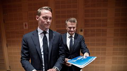 Trond Grande (til venstre), nestleder i Norges Bank Investment Management, har søkt jobben som ny oljefondssjef. Her er han sammen med visesentralbanksjef Egil Matsen.