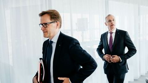 SAS’ nye finansdirektør Torbjørn M. Wist (fra venstre) og toppsjef Rickard Gustafson vil ikke dele detaljer om flybonuskundene med arbeidsgivere eller skattemyndighetene.