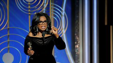 Oprah Winfrey holdt en flammende tale på Golden Globe Awards i Beverly Hills, California søndag. Spekulasjonene går nå høyt om at hun vil stille som presidentkandidat for Demokratene i 2020.