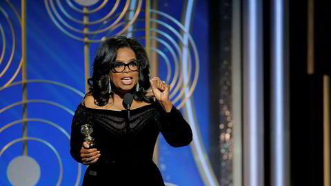 Oprah Winfrey holdt en flammende tale på Golden Globe Awards i Beverly Hills, California søndag. Spekulasjonene går nå høyt om at hun vil stille som presidentkandidat for Demokratene i 2020.