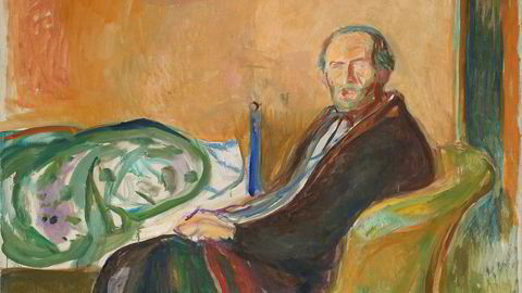 Edvard Munch brukte tiden i karantene under spanskesyken i 1919 til å male dette selvportrettet.
