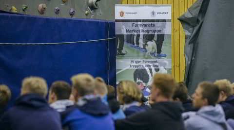 Forsvaret har nulltoleranse for narkotika. Her foretas en sjekk på opptak og seleksjon på Sessvollmoen i 2018.