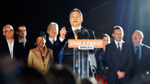 Høyre om. Viktor Orban (52), her på valgnatten i 2014, har som leder for høyrepartiet Fidesz hatt makten i Ungarn siden 2010, og bidratt sterkt til å ta landet i en mer autoritær retning. Foto: Laszlo Beliczay / AP / NTB Scanpix