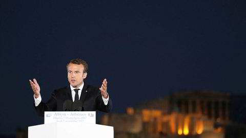 Frankrikes president Emmanuel Macron la frem nye planer under en tale i Athen torsddag.