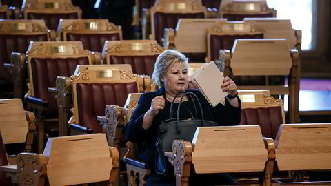 Statsminister pg partileder Erna Solberg kan glede seg over at Høyre nå er landets største parti.