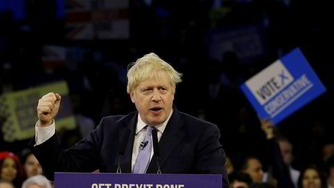 Statsminister Boris Johnson på De konservatives siste valgmøte på Copper Box Arena i London onsdag kveld.