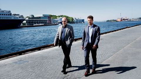 Administrerende direktør Jostein Aleksandersen i Neodrill (til venstre) forbereder seg på en rettslig batalje med Statoil. Her sammen med sin advokat Kyrre Tangen Andersen i Kluge advokatfirma.