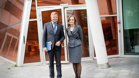 NHSTs konsernsjef Gunnar Bjørkavåg og styreleder og deleier i NHST Media Group, Anette Olsen.
