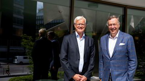 Øystein Rekdal (t.v.) og Gert W. Munthe er henholdsvis administrerende direktør og styreleder i Lytix Biopharma.