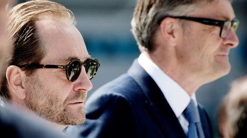 Kjell Inge Røkke (t.v.) og Øyvind Eriksen, som leder milliardærens Aker-konsern.