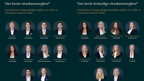 Slik ser to av de fire annonsesidene fra Nordvik Eiendomsmegling ut. Annonsene sto på trykk lørdag 22. januar.
