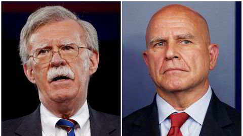 Tidligere FN-ambassadør John Bolton (til venstre) blir ny nasjonal sikkerhetsrådgiver, og overtar dermed jobben til H.R. McMaster (til høyre).