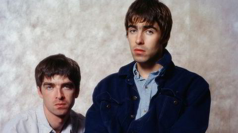 Stereobryn. Noel (til venstre) og Liam Gallagher fra Manchester-bandet Oasis er kjent for sine flotte øyenbryn, her i en velstelt 1994-versjon – året bandet ga ut debutalbumet «Definitely Maybe».