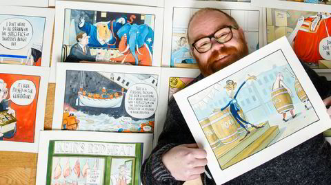 Priset. De fargesprakende tegningene til Morten Mørland har innbrakt ham en rekke priser – Cartoonist of the year fra British Press Awards er blant de gjeveste.