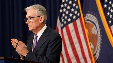 Jerome Powell leder den amerikanske sentralbanken. Her fra en pressekonferanse i Washington i desember.