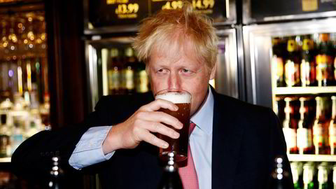 UK’s supply of food-grade CO2, a byproduct of ammonia production, is critical to sectors from beer and soft drinks to food packaging and meat. Boris Johnson, the U.K. Prime Minister, drinks beer from a pint glass during a campaign tour, in London in 2019.