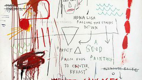 Basquiat. Kroner. Kronen går igjen i Basquiats kunst, her i «Thesis» fra 1983.