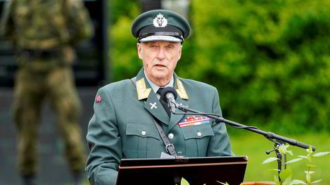 Kong Harald, her fra 75-årsmarkeringen for frigjøringen på Akershus festning 8. mai.