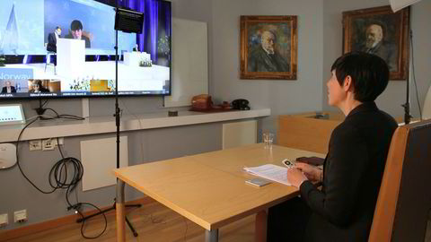 Utenriksminister Ine Eriksen Søreide må som følge av koronakrisen, drive diplomati over internett. Her deltok hun på et møte knyttet til Sikkerhetsrådet 8. mai for å markere 75-årsdagen for frigjøringen av Europa etter annen verdenskrig.