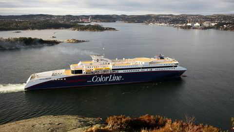 Color Lines passasjerferge Superspeed 1, ved ankomst Kristiansand fra Hirtshals.