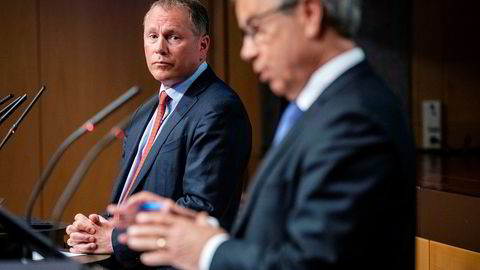 Nicolai Tangen (til venstre) og Øystein Olsen.