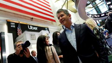 Ubers grunnlegger og tidligere toppsjef Travis Kalanick valgte å kvitte seg med nesten alt han eide av aksjer så snart det var lovlig. Han har innkassert over 22 milliarder kroner siden lockup-perioden utløp i november. Her fra børsnoteringen av Uber ved New York Stock Exchange den 10. mai 2019.