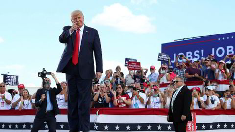 President Donald Trump i Oshkosh i delstaten Wisconsin i helgen.