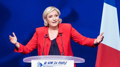 Marine Le Pen under et valgkampmøte i Paris tidligere denne måneden.