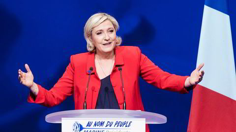 Marine Le Pen under et valgkampmøte i Paris tidligere denne måneden.