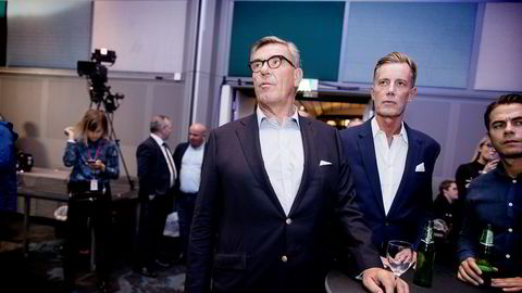 Stein Erik Hagen og familien sitter igjen med aksjer i Europris for 61 millioner kroner. Her er han på Høyres valgvake på SAS-hotellet under stortingsvalget.