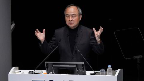 SoftBank Group CEO Masayoshi Son speaks during the annual general shareholders' meeting in Tokyo on June 27, 2025. (Photo by Kazuhiro NOGI / AFP)