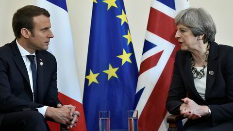 Frankrikes president Emmanuel Macron lover Storbritannias statsminister Theresa May all mulig hjelp i kampen mot terror.