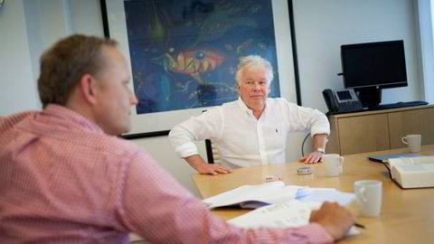 Crudecorp-sjef Geir Utne Berg (til venstre) jobber sammen med Crudecorp-eier og hovedkreditor Sigurd Aase i kontorene i Haugesund.