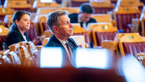 Energiminister Terje Aasland (Ap) under debatten i Stortinget tirsdag.
