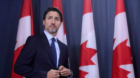 Canadias statsminister Justin Trudeau på pressekonferansen i Ottawa onsdag kveld.