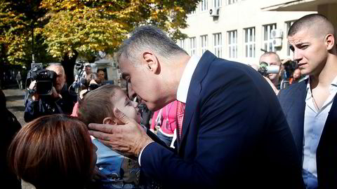 Montenegros statsminister Milo Djukanovic under valget til parlament i Montenegro.
