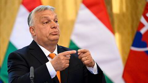 Ungarns statsminister Viktor Orban på en pressekonferanse i Bratislava 28. april.