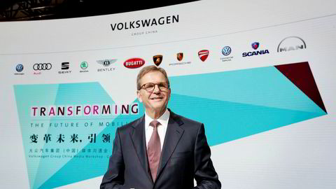 Toppsjef Jochem Heizmann i Volkswagen Group China var tilstede på et arrangement i Guangzhou i Kina i midten av november.