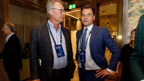 Ferd-eier Johan H. Andresen (t.v.) med mannen som styrer butikken, Morten Borge. I nedturen i april har Ferd pumpet inn penger i aksjer, og allerede tatt opptil 100 millioner kroner i rask gevinst.