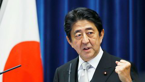 Japans statsminister Shinzo Abe. Japan protesterer mot Sør-Koreas militærplaner.