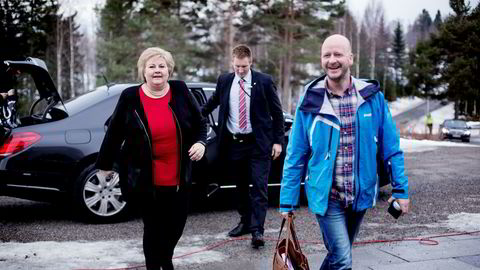 Statsminister Erna Solberg og statssekretær Sigbjørn Aanes.
