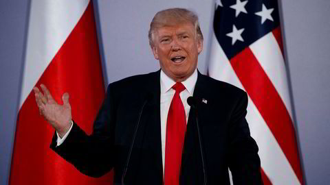 USAs president Donald Trump på en pressekonferanse i Polen torsdag.