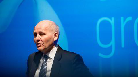 Telenors konsernsjef Sigve Brekke under presentasjonen av resultatene for andre kvartal i år.