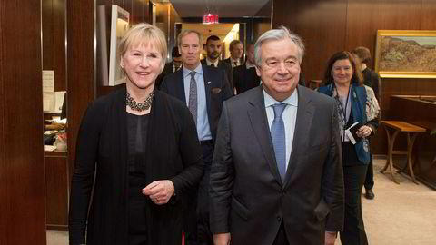 Sveriges utenriksminister Margot Wallström møtte FNs nye generalsekretær António Guterres' mandag.