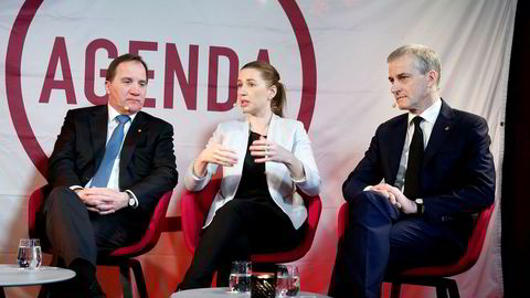 Sosialdemokratene Stefan Löfven (fra venstre), Mette Fredriksen og Jonas Gahr Støre leder stadig maktpartier. De er europeiske unntak.