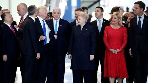 Donald Trump skapte rabalder blant Nato-allierte da han i talen sist måned lekset opp hvor mye allierte angivelig skylder USA.  Foto: Kevin Coombs/Reuters/NTB Scanpix