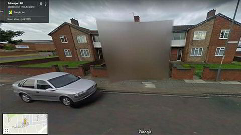 Hus i Stockton i England er av ukjente årsaker sensurert av Google Maps.