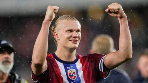 Erling Braut Haaland, her avbildet etter en landskamp mot Italia i juni.