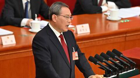 Statsminister Li Qiang presentert Kinas økonomiske plan for året under Folkekongressens åpning i Beijing onsdag morgen.